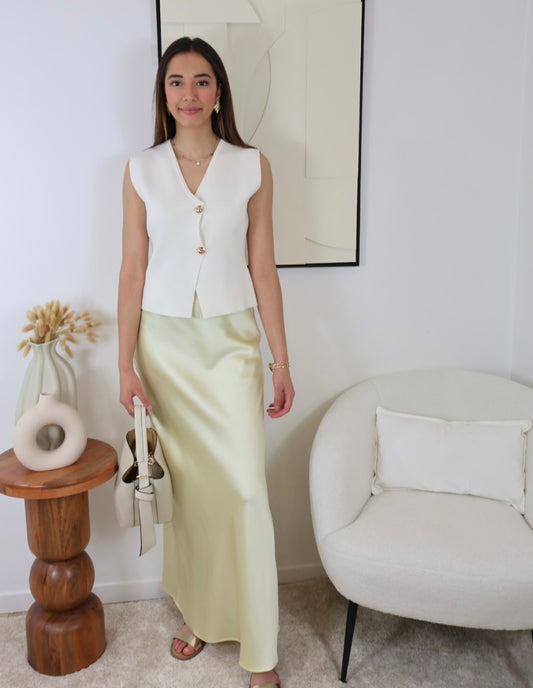 JUPE EXTRA LONGUE ALMA JAUNE PASTEL