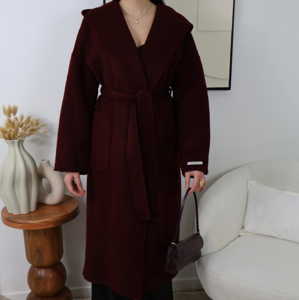BERGUNDY WOOL COAT LARA PREMIUM WOOL