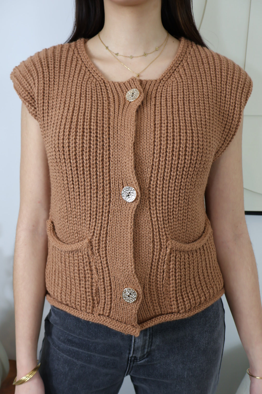 CAMEL AGATA SLEEVELESS VEST