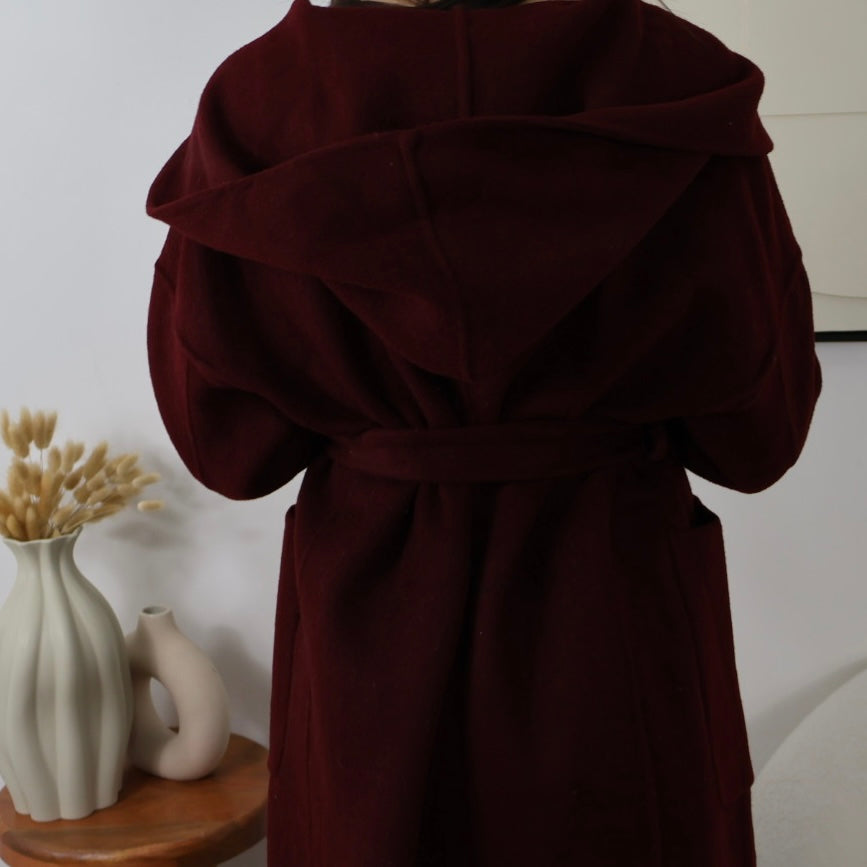 BERGUNDY WOOL COAT LARA PREMIUM WOOL