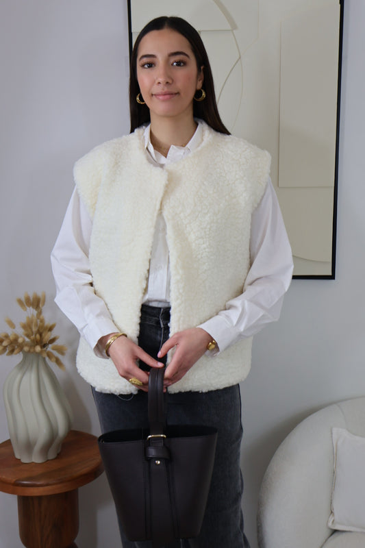 GILET SANS MANCHES ÉCRU MOUMOUTE ADÈLE