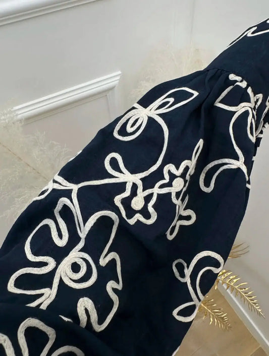 CHEMISIER BRODÉE NOIR Noza & Co