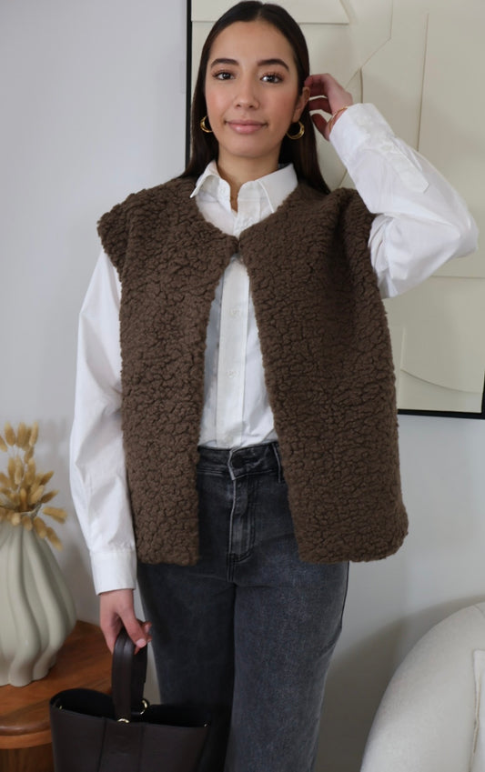 GILET SANS MANCHES MOUMOUTE MARRON ADELE