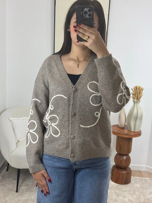 GILET BRODÉ FLEURS Noza & Co