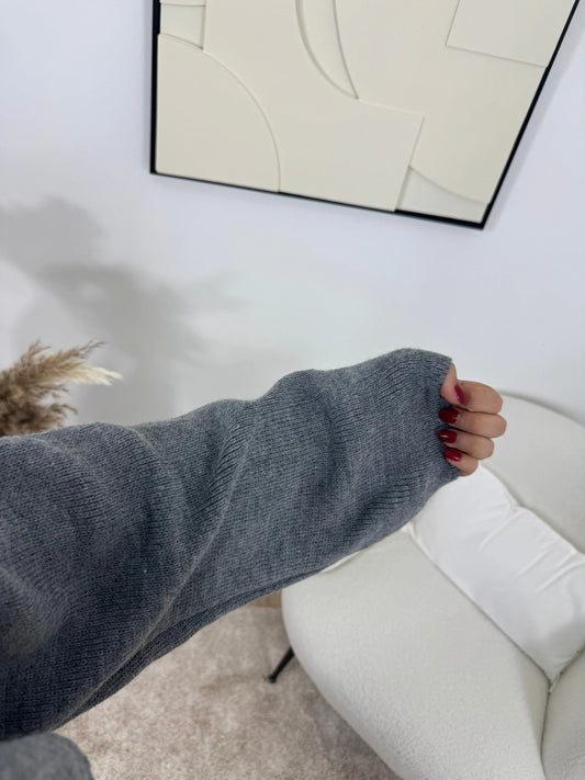 GILET ÉCHARPE GRIS LINA Noza & Co