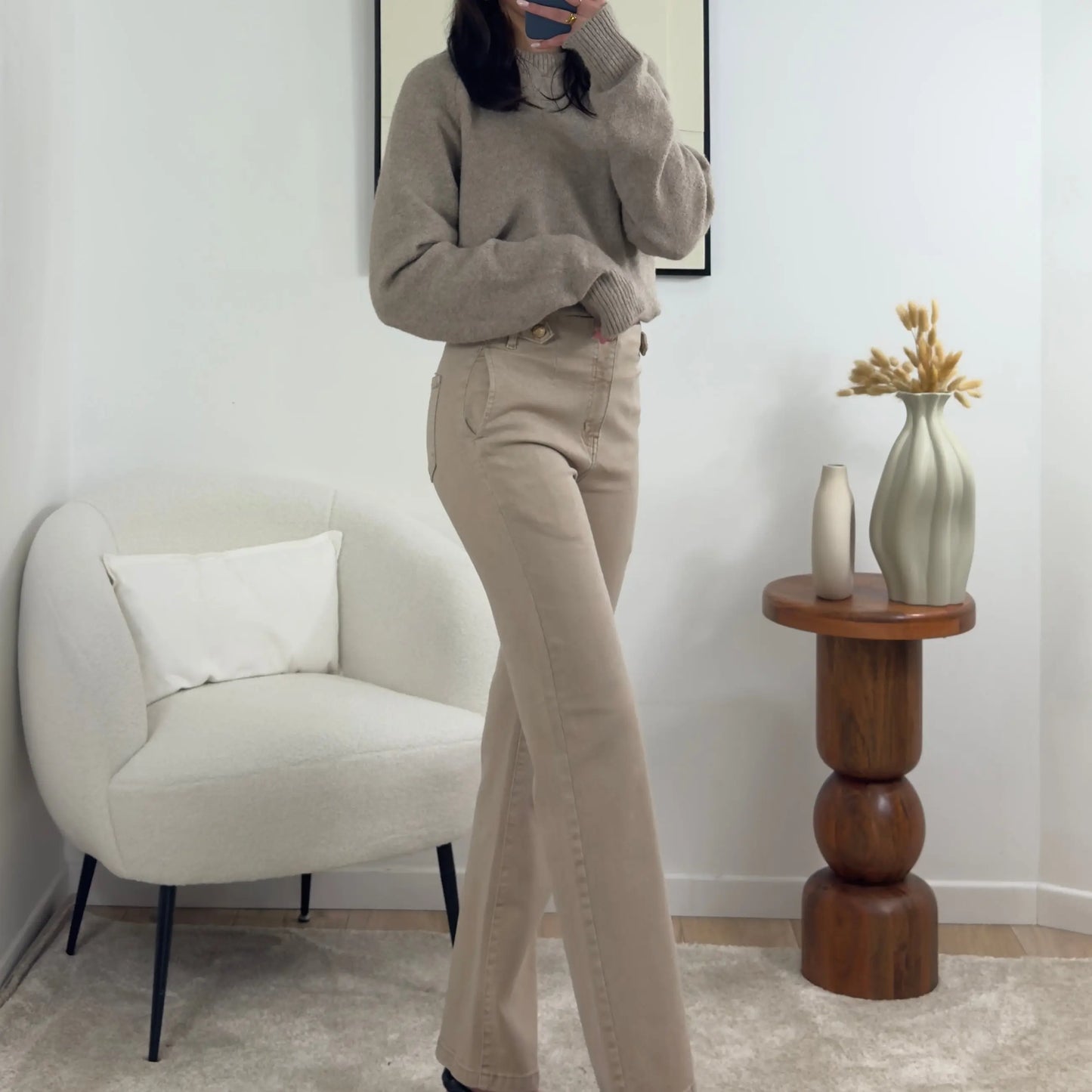 JEAN FLARE BEIGE MAYA Noza & Co