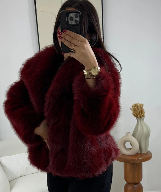 MANTEAU FAUSSE FOURRURE BORDEAUX Noza & Co