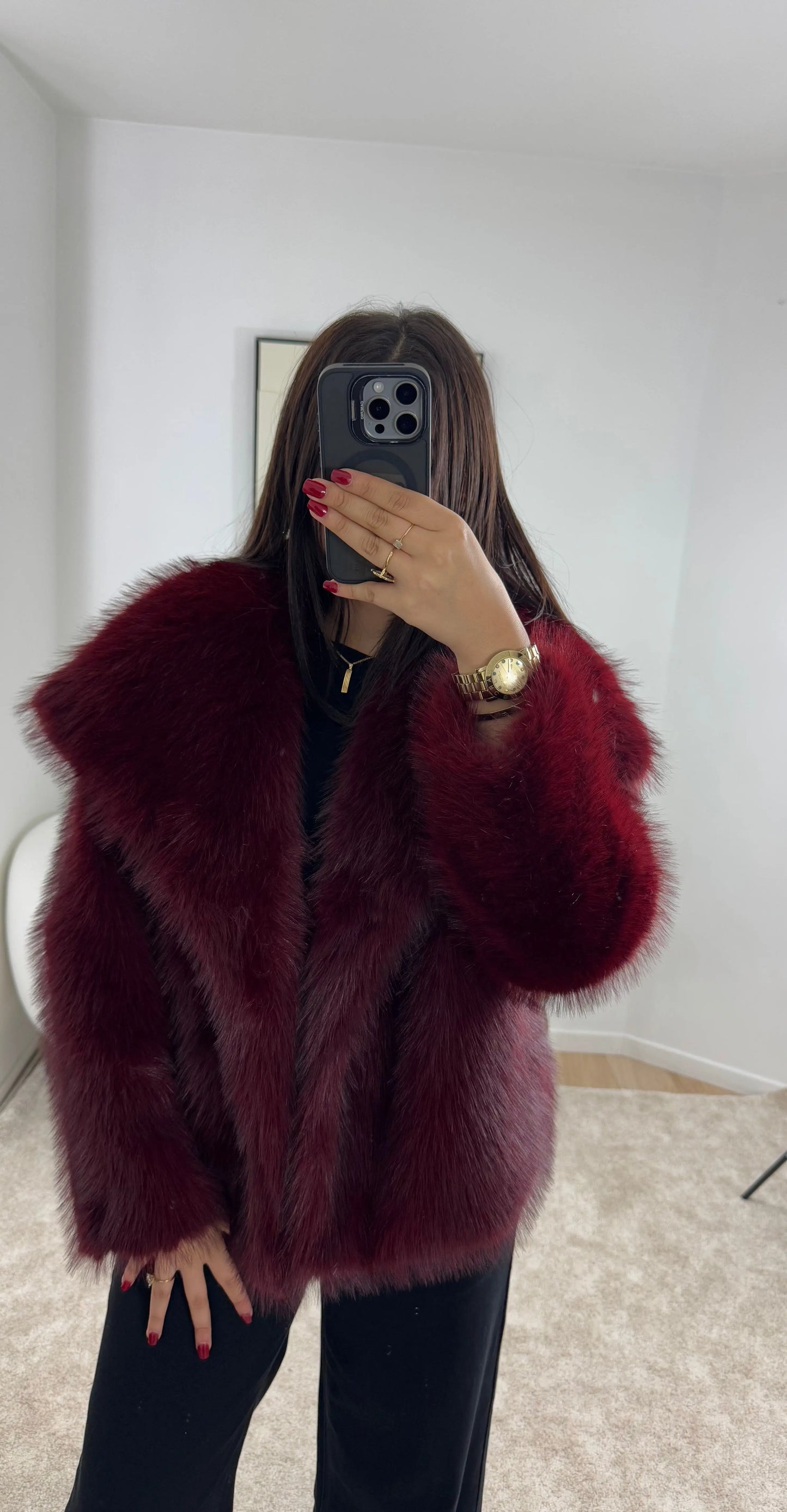 MANTEAU FAUSSE FOURRURE BORDEAUX PREMIUM Noza & Co