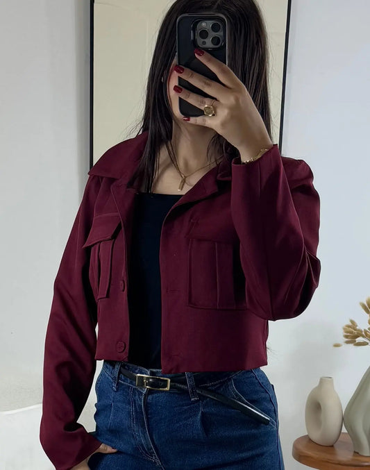 VESTE CROP BERGUNDY Noza & Co