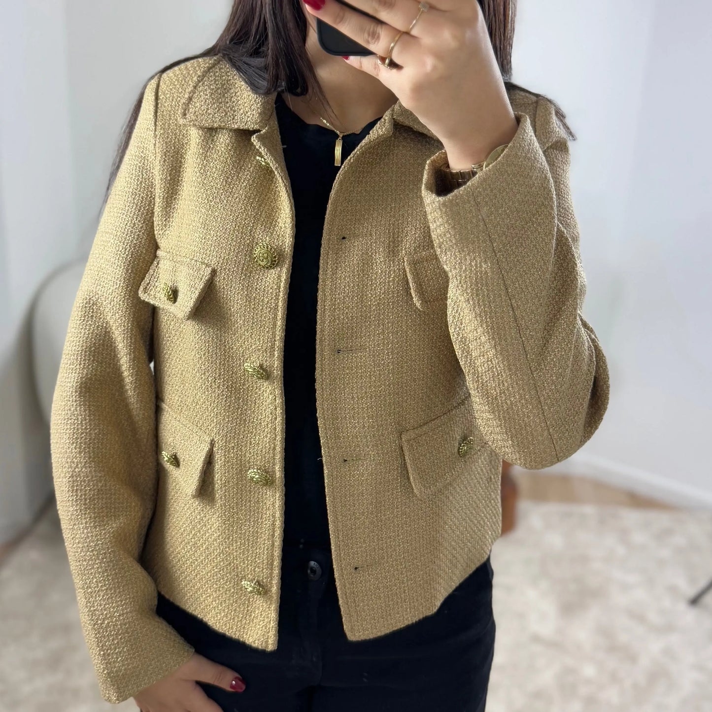 VESTE EN TWEED CAMEL ROMY Noza & Co