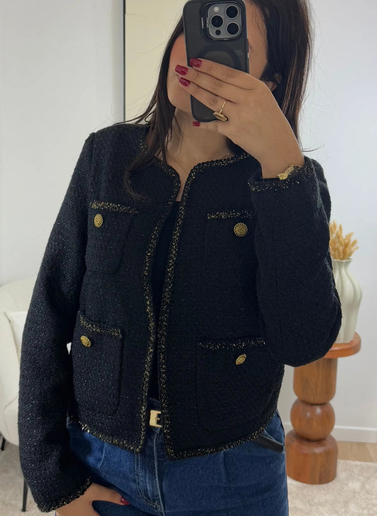 VESTE TWEED NOIR Noza & Co