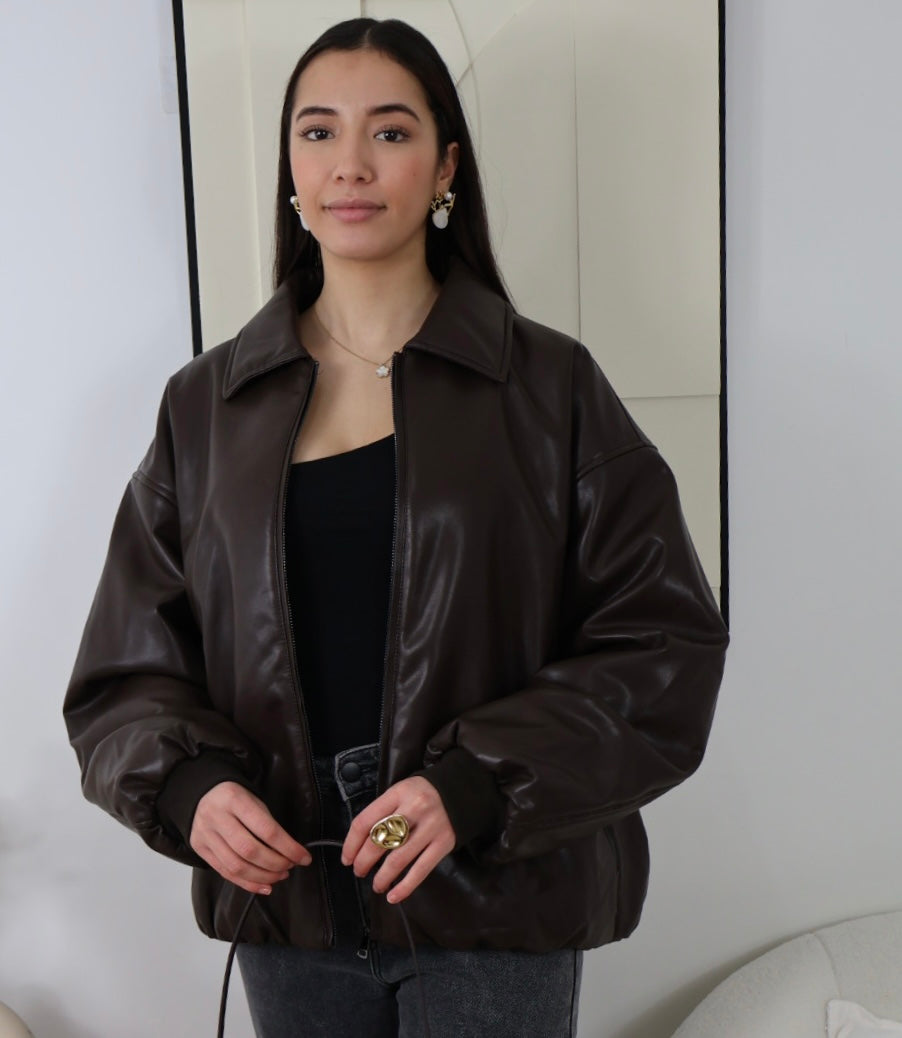 BROWN BOMBERS JACKET