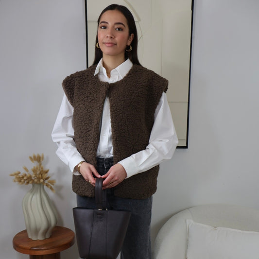 GILET SANS MANCHES MOUMOUTE MARRON ADELE