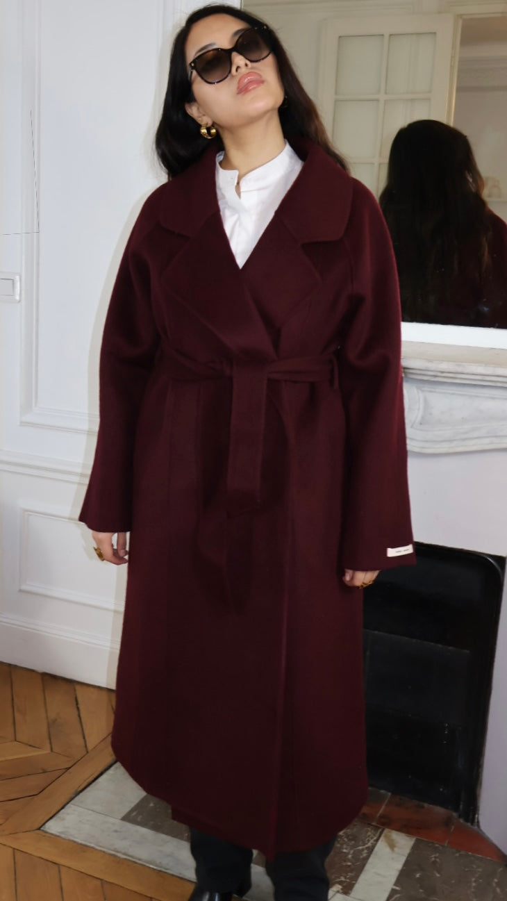 BERGUNDY YARA PREMIUM WOOL COAT