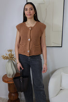 GILET SANS MANCHES CAMEL AGATA