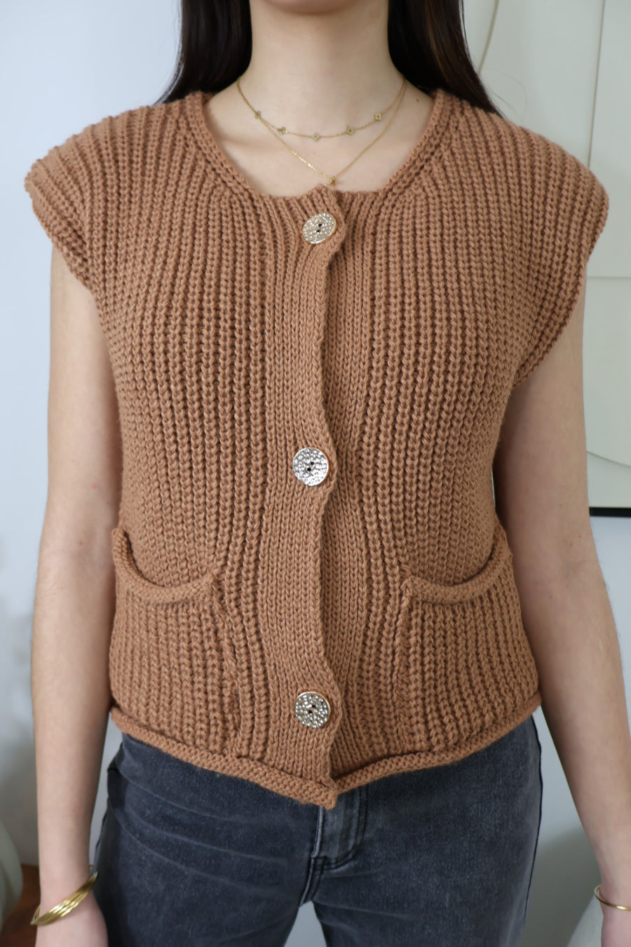 GILET SANS MANCHES CAMEL AGATA