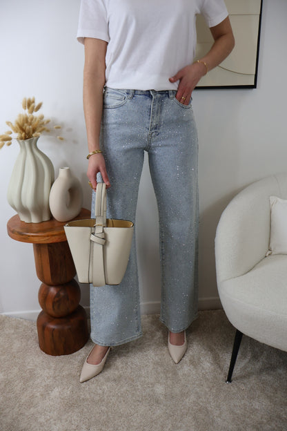 WIDE LEG RHINESTONE JEAN