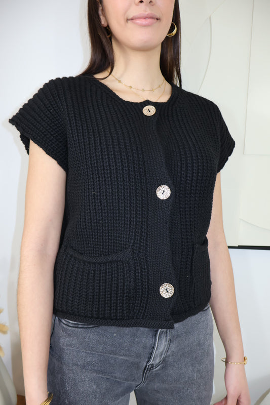 GILET SANS MANCHES NOIR AGATA