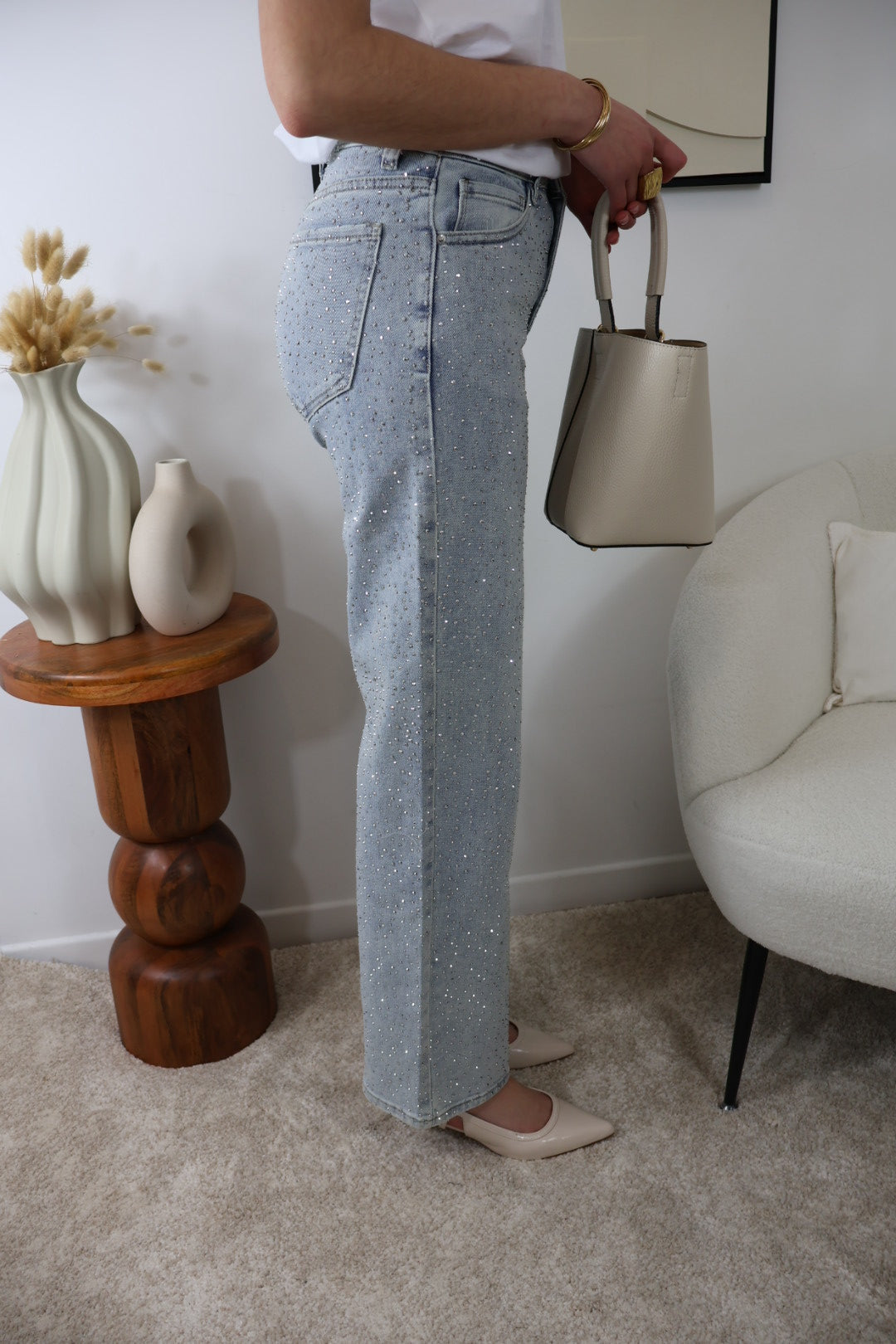 WIDE LEG RHINESTONE JEAN