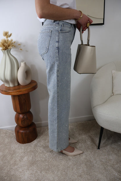 WIDE LEG RHINESTONE JEAN