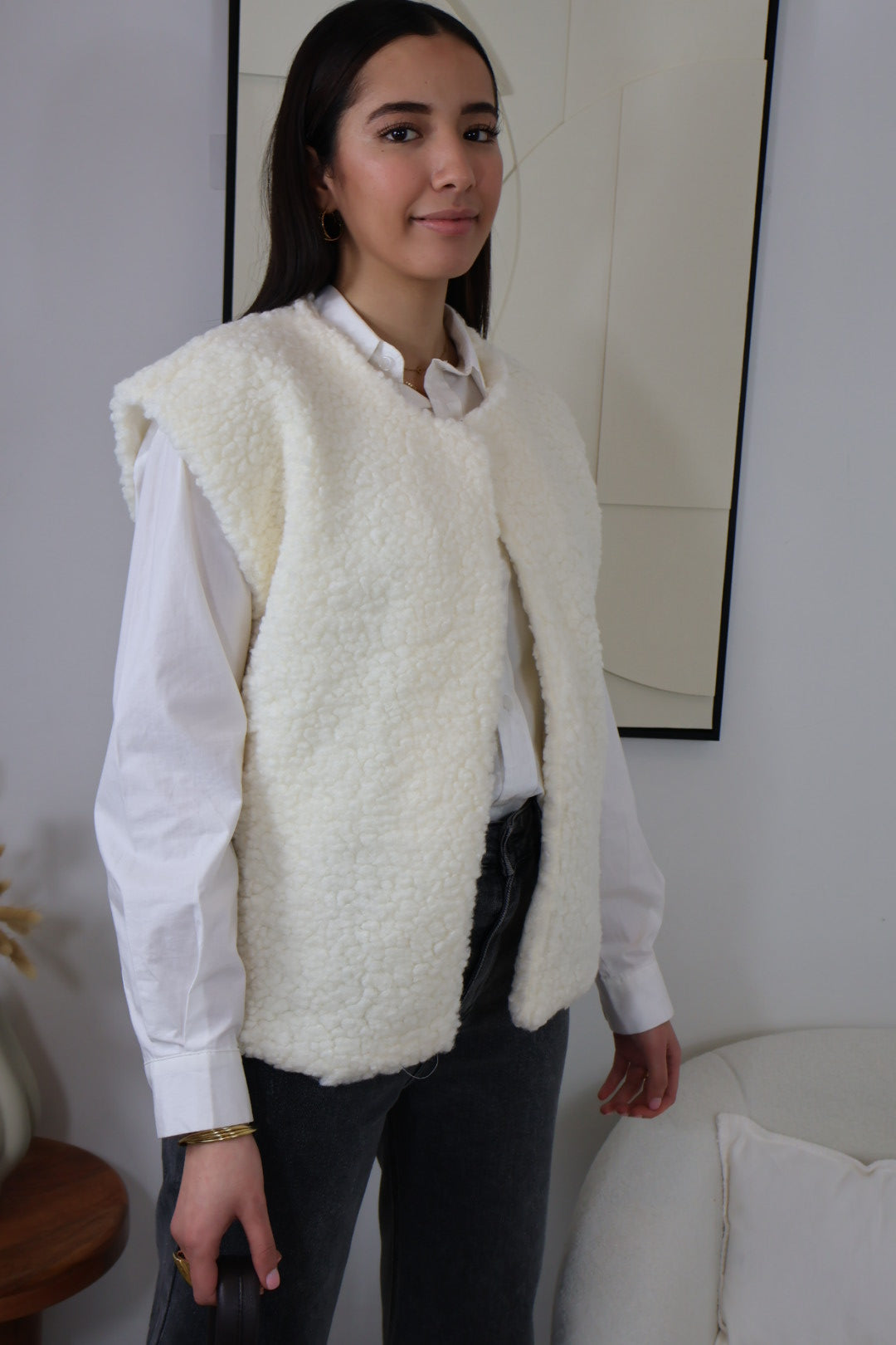 GILET SANS MANCHES ÉCRU MOUMOUTE ADÈLE