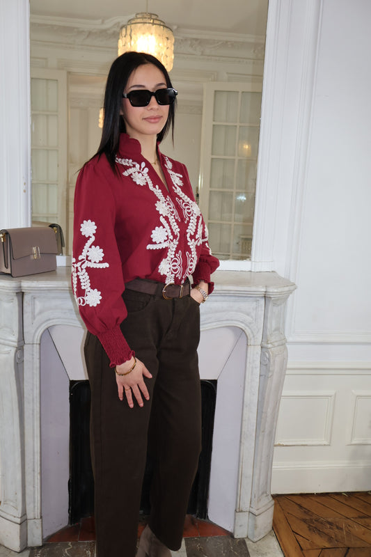 CELINE BURGUNDY BLOUSE