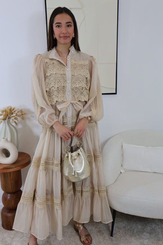 ROBE ORGANZA NUDE