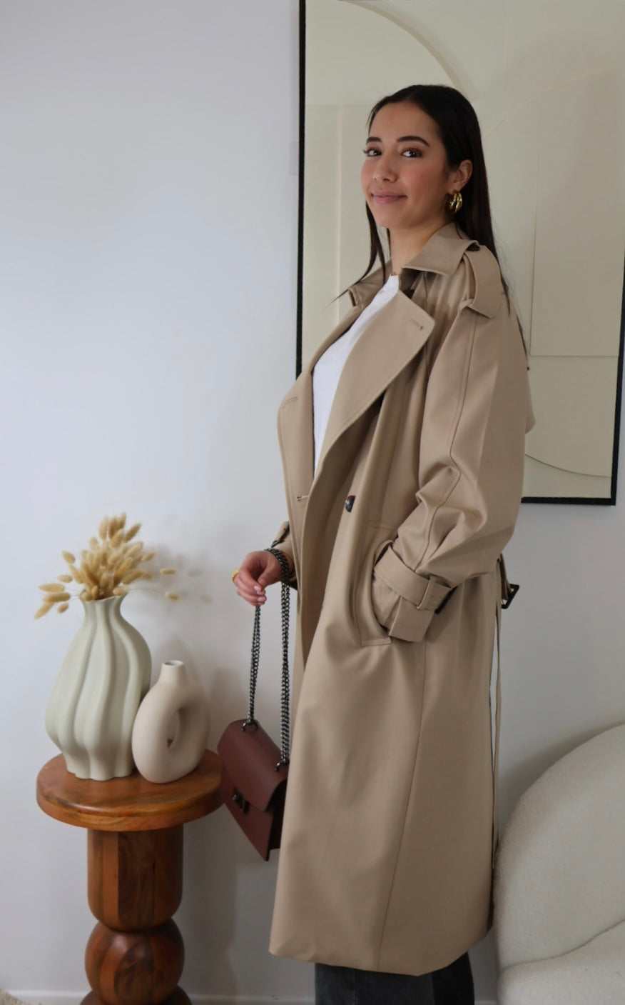 BEIGE/KAMEL-TRENCHCOAT