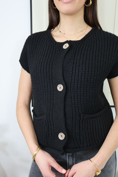 GILET SANS MANCHES NOIR AGATA