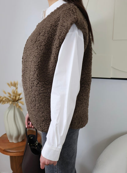 GILET SANS MANCHES MOUMOUTE MARRON ADELE