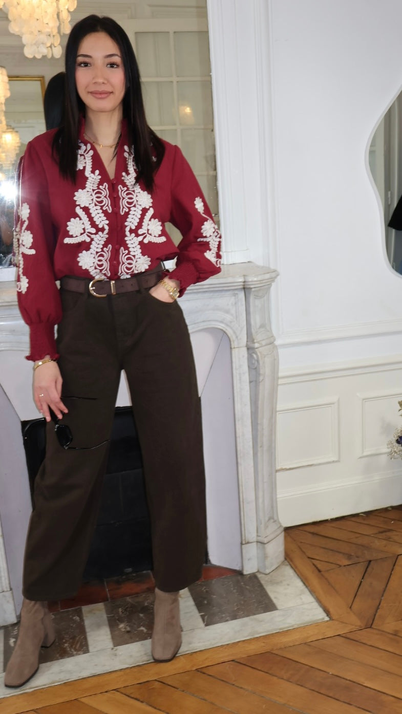 CÉLINE BORDEAUX BLUSE