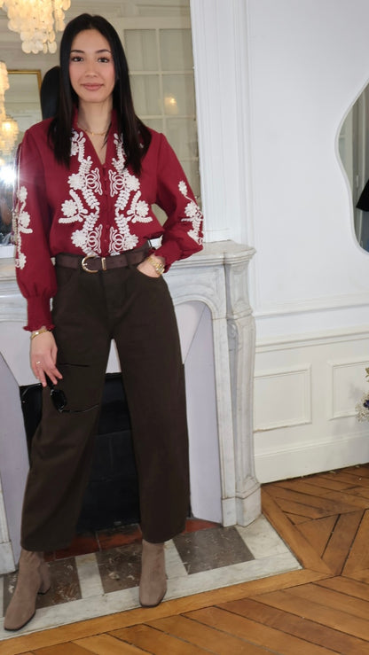 CÉLINE BORDEAUX BLUSE