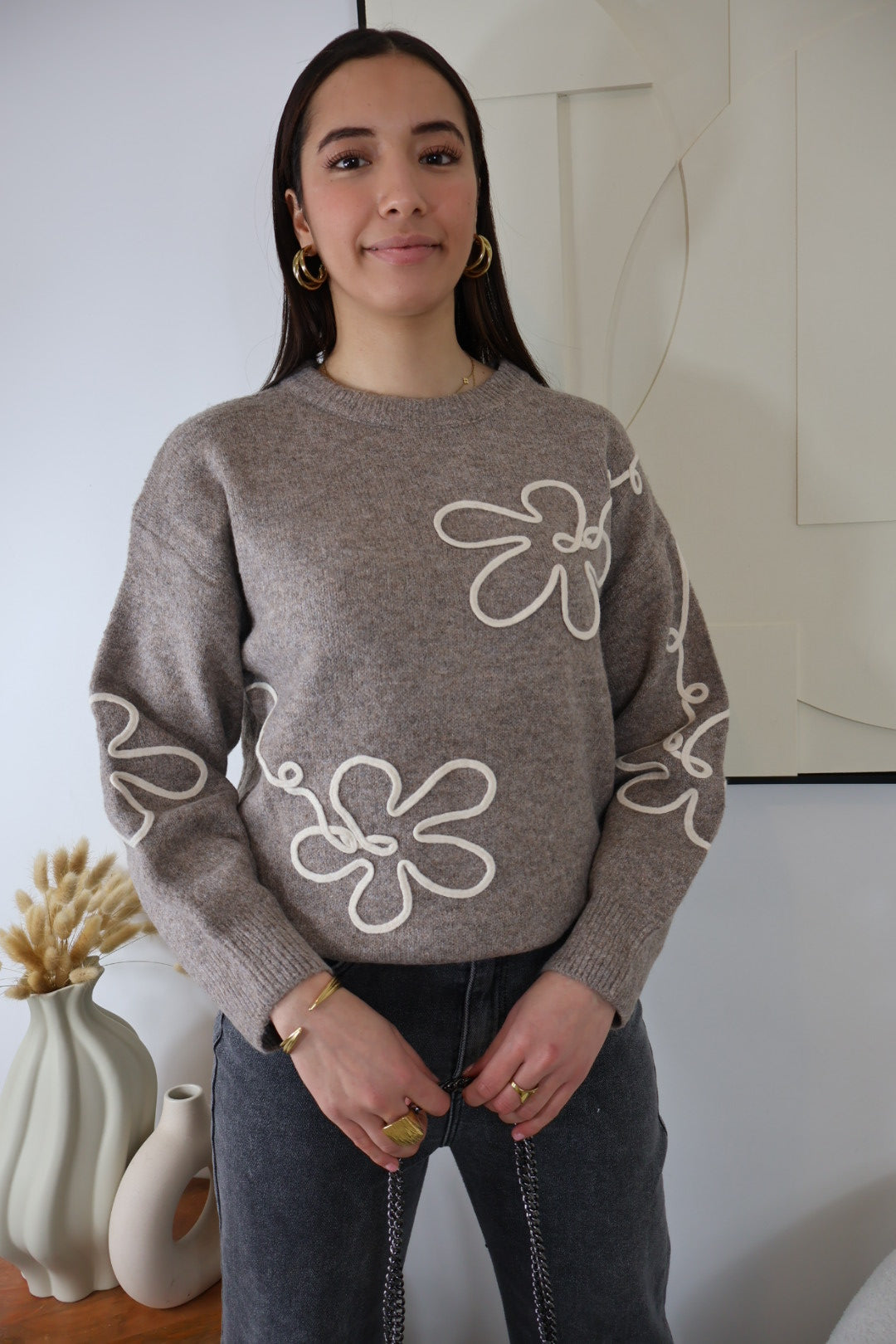 MIRA TAUPE-PULLOVER