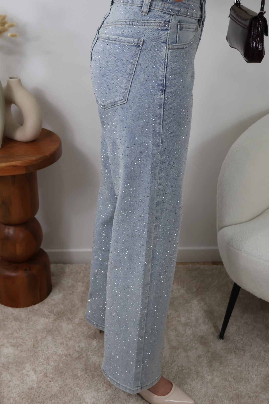 WIDE LEG RHINESTONE JEAN