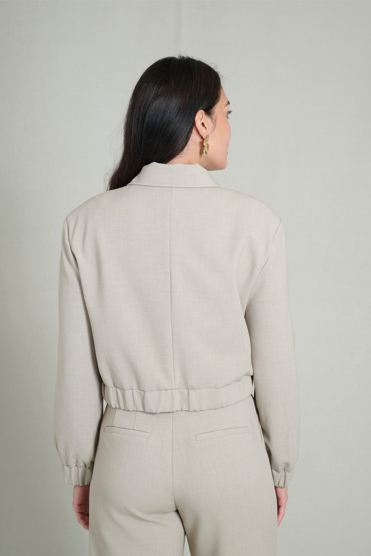 Bombers cropped taupe