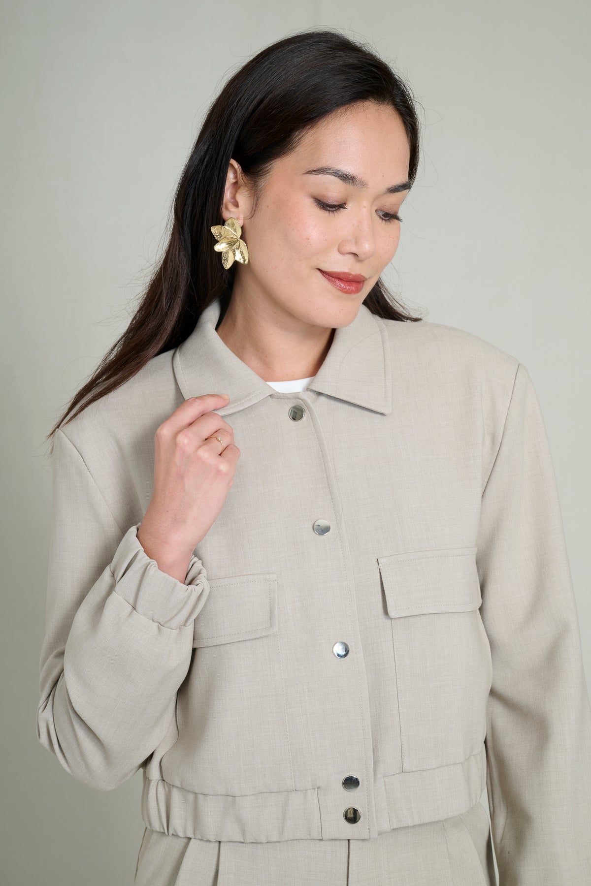 Bombers cropped taupe