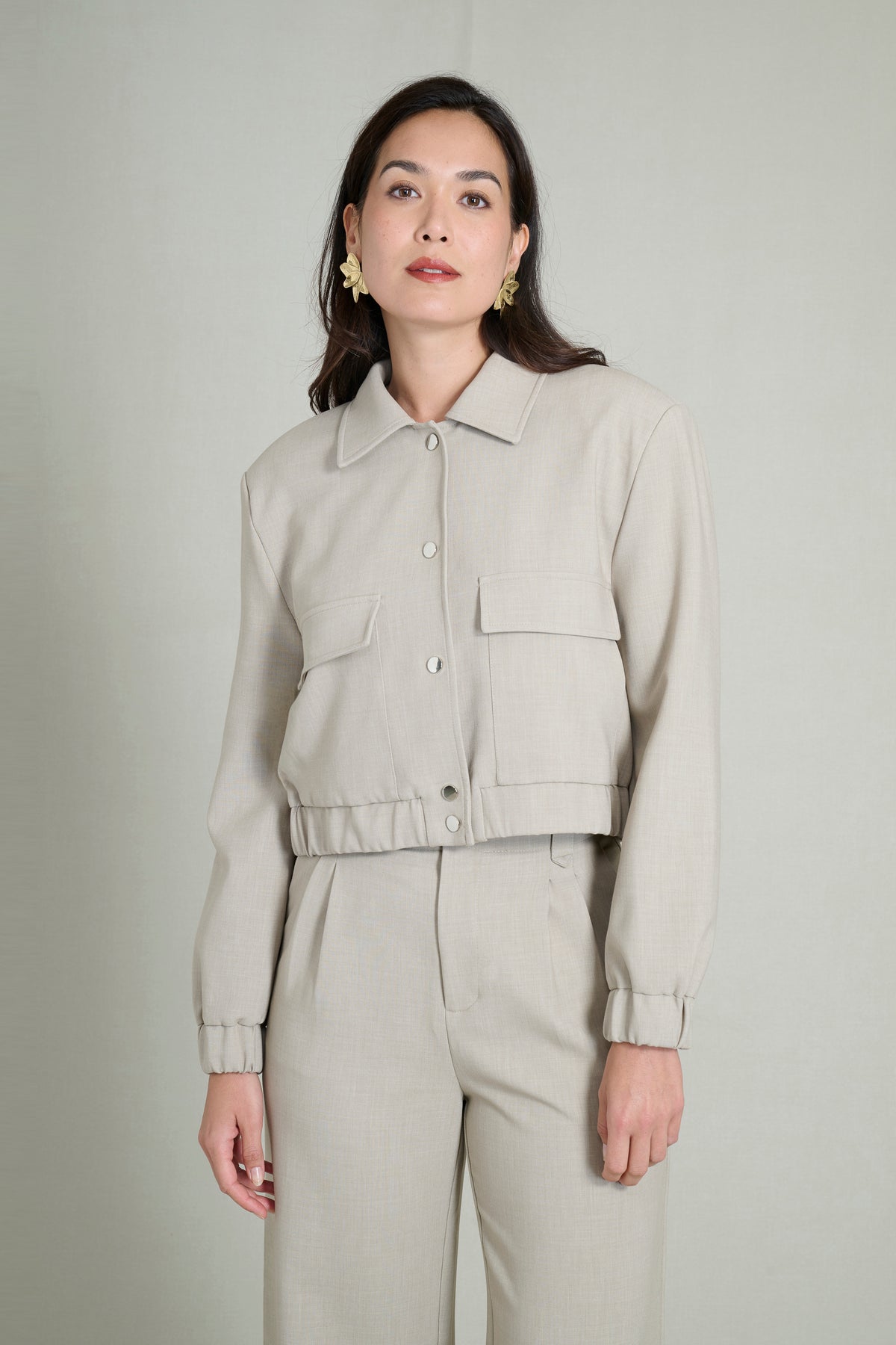 Bombers cropped taupe