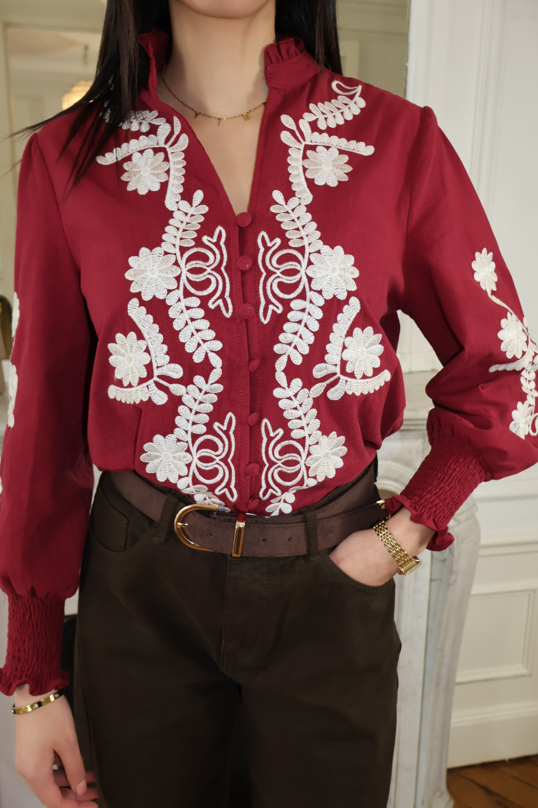 CÉLINE BORDEAUX BLUSE