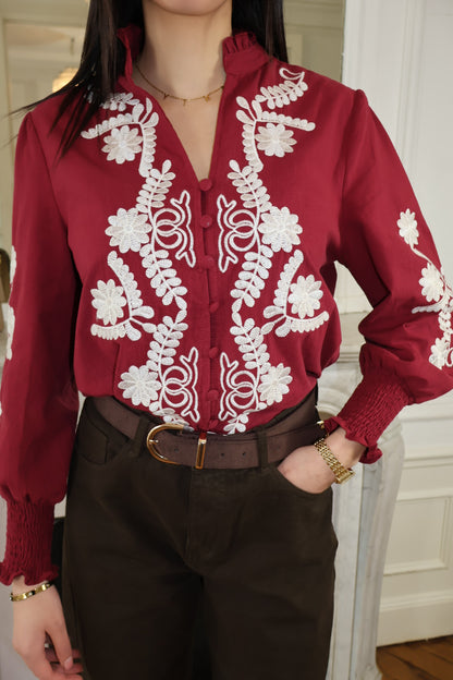 CÉLINE BORDEAUX BLUSE