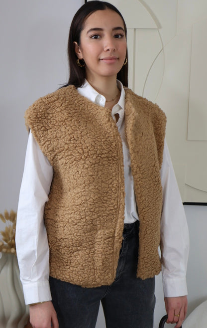 GILET SANS MANCHES MOUMOUTE CAMEL ADÈLE