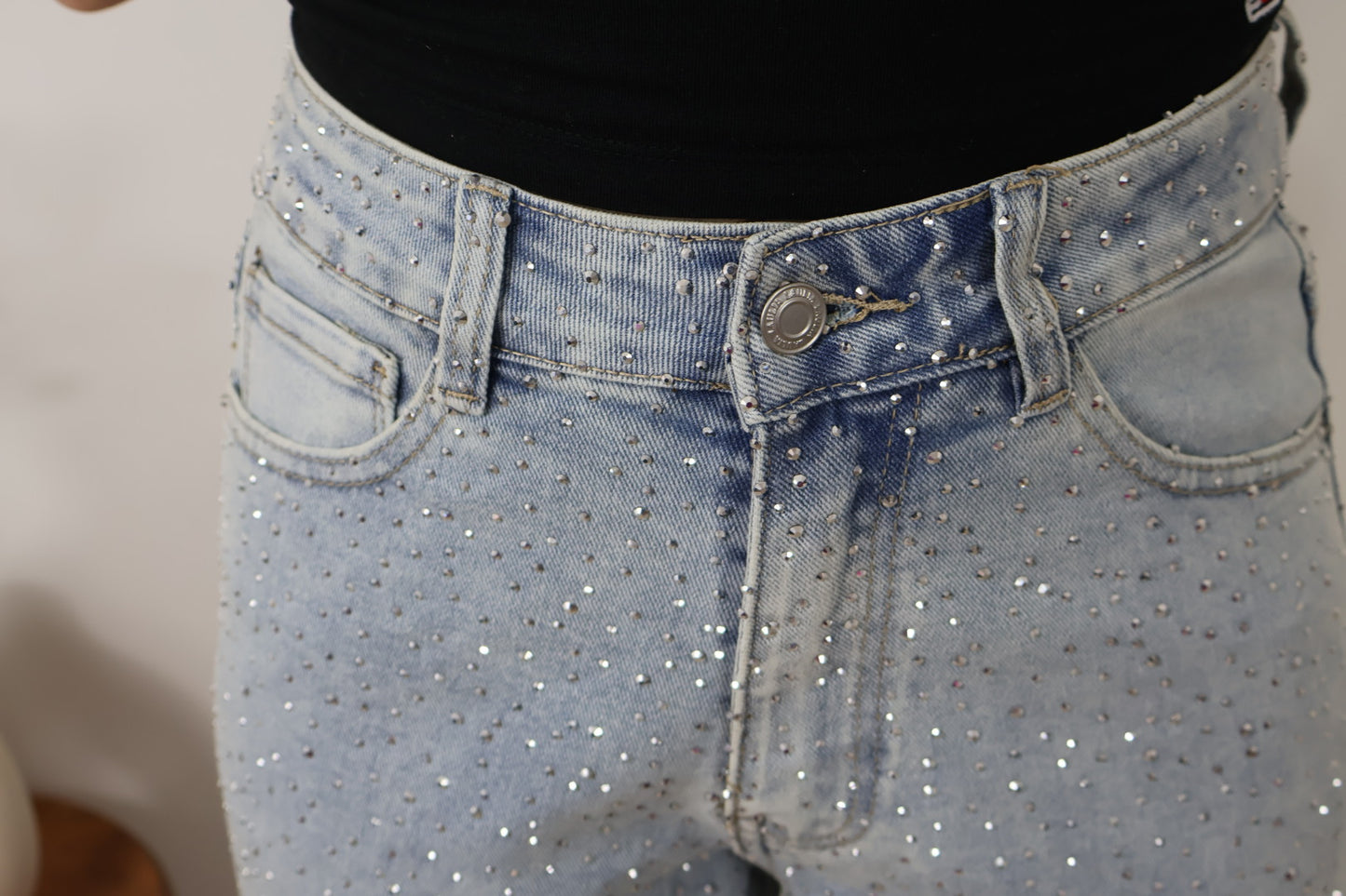 WIDE LEG RHINESTONE JEAN