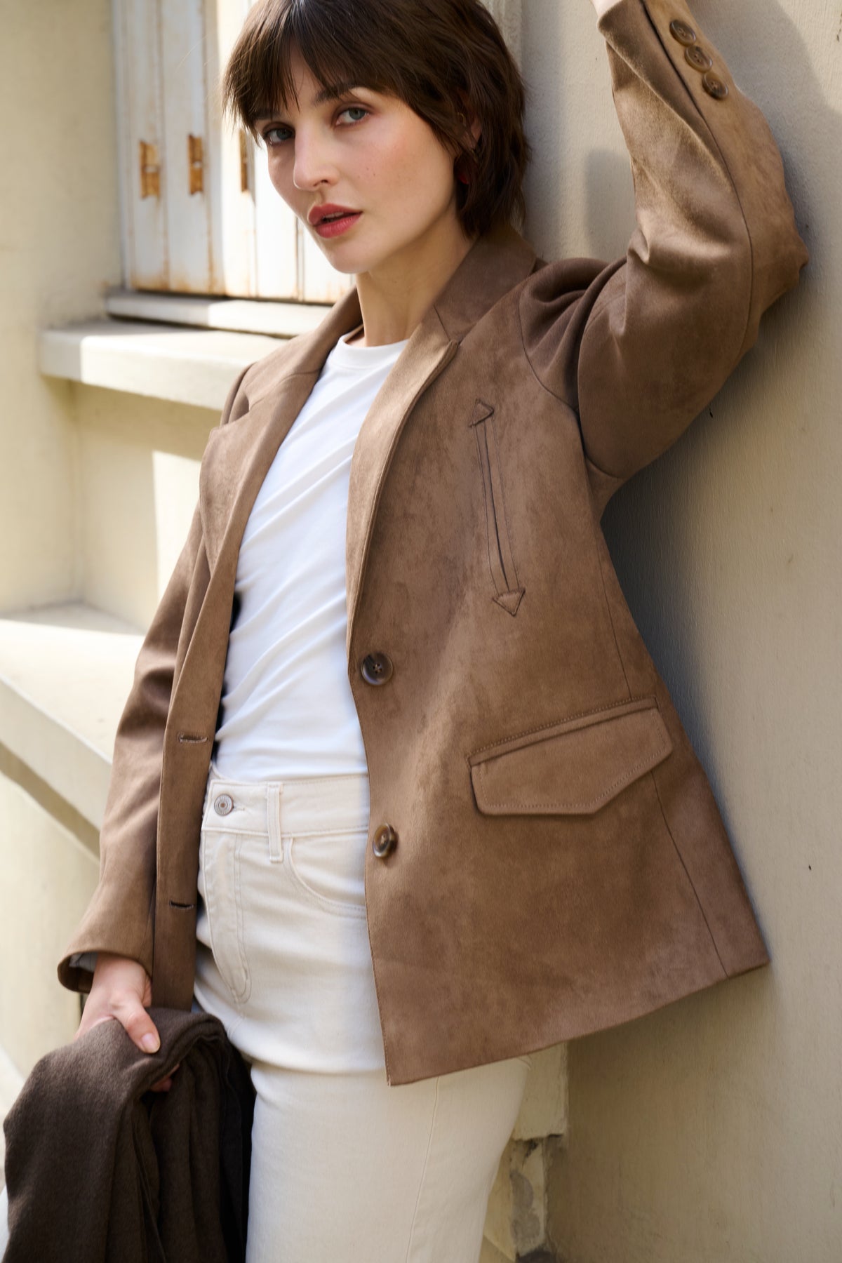 Blazer suédine taupe