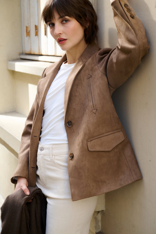 Blazer suédine taupe