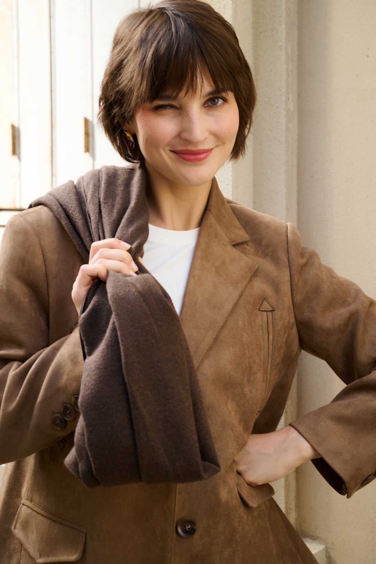 Blazer suédine taupe