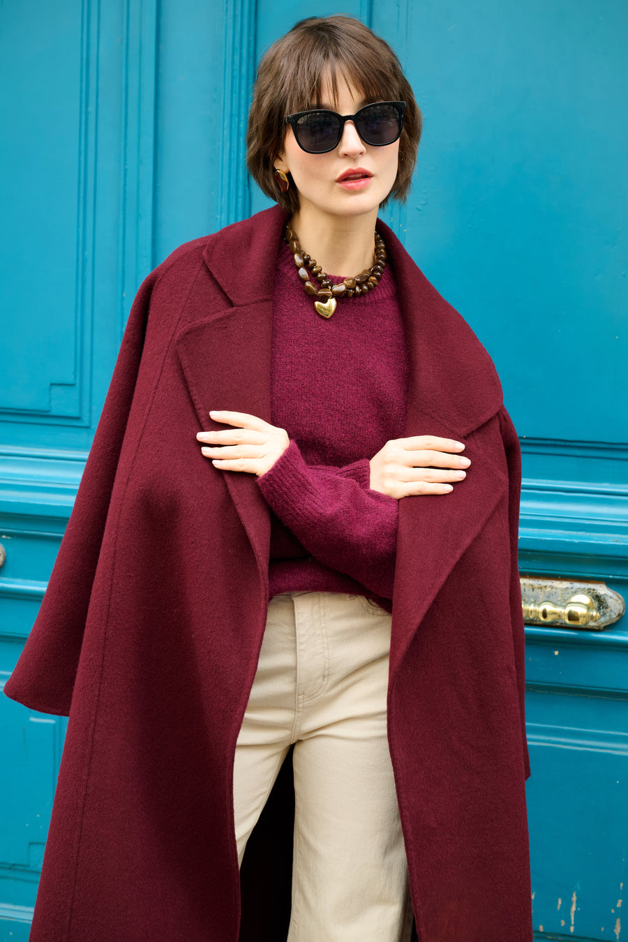 MANTEAU LAINE BERGUNDY YARA PREMIUM