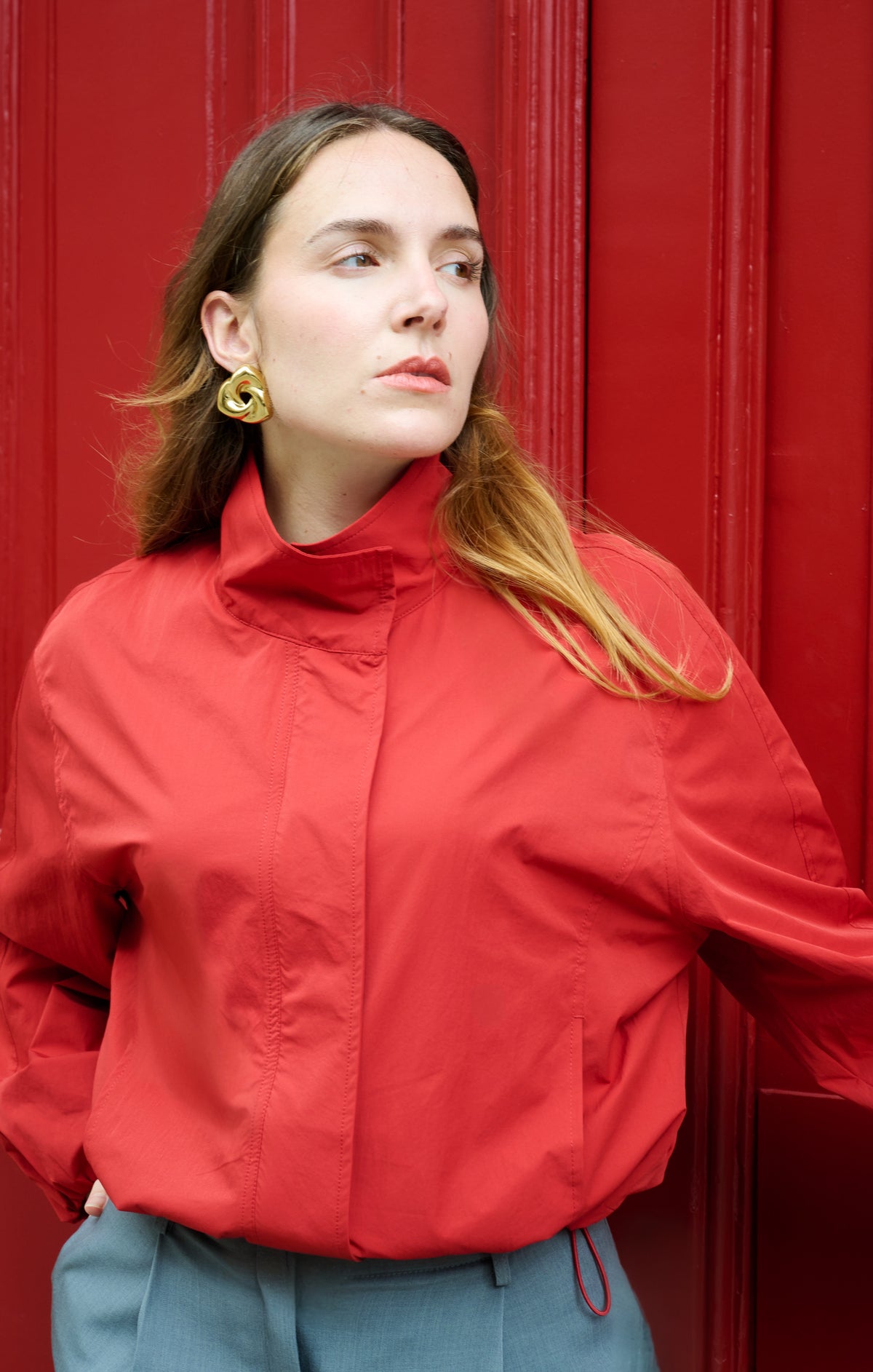 Coupe vent  léger oversize rouge vif
