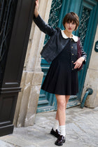 Veste courte effet cuir noir avec col amovible