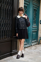 Veste courte effet cuir noir avec col amovible
