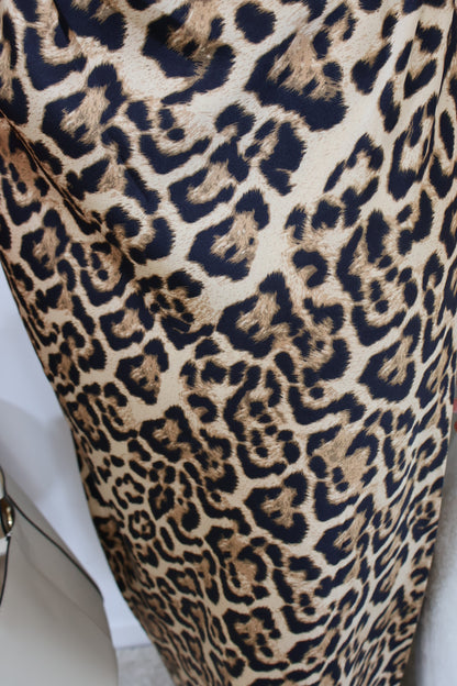 LEOPARD SATIN SKIRT