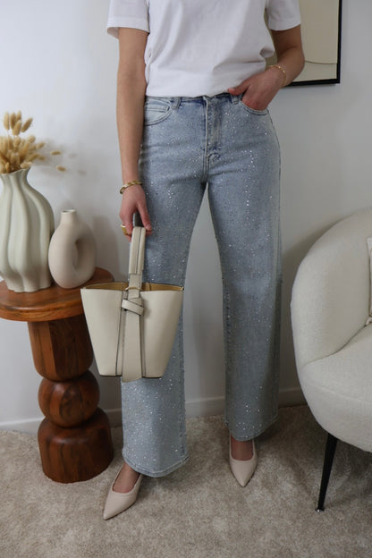 WIDE LEG RHINESTONE JEAN